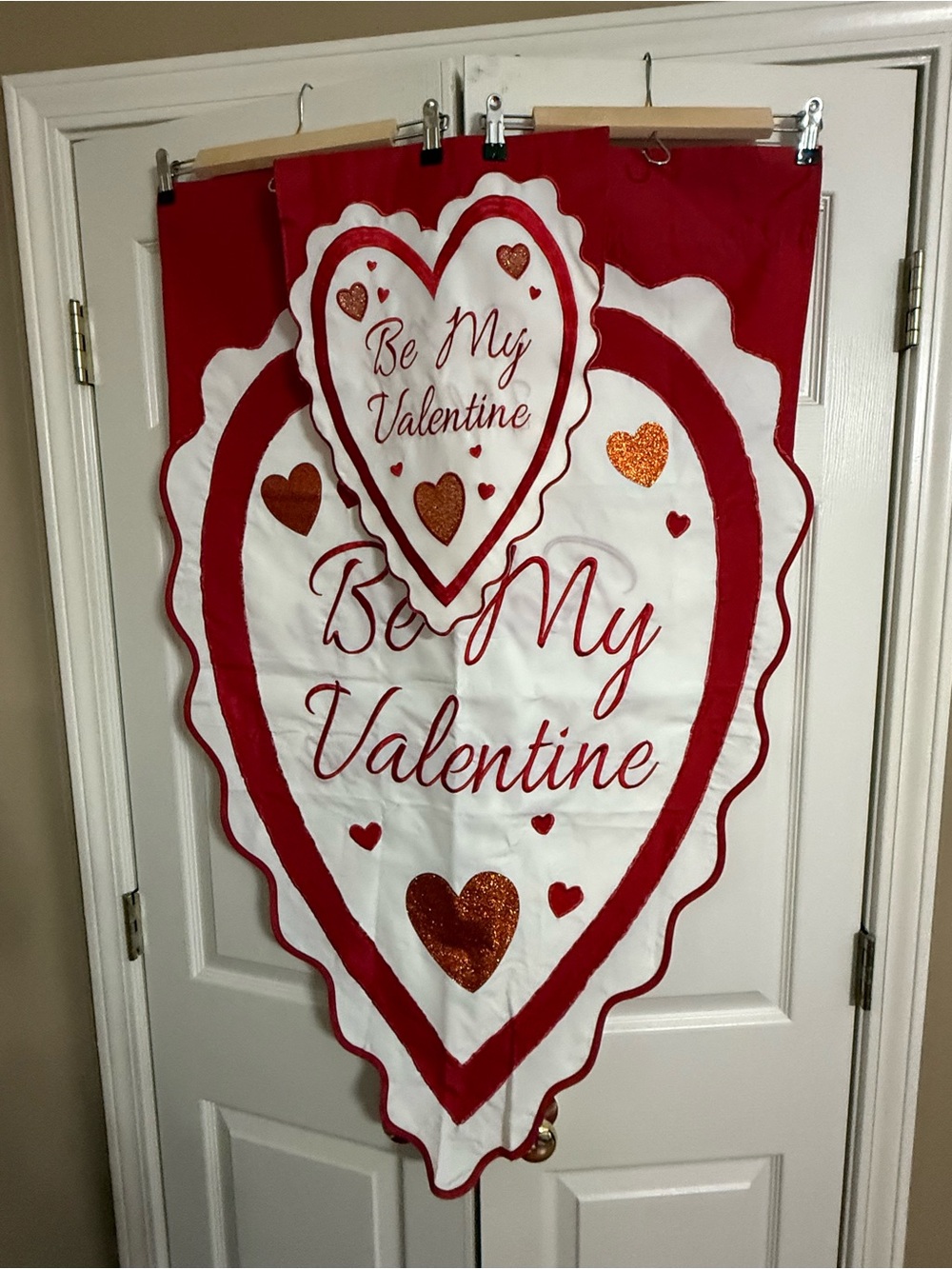 Valentine Heart Garden/House Flags Set - Red and White Romantic Wall Decor